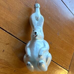Beautiful Bunny Glass Ornament 6”